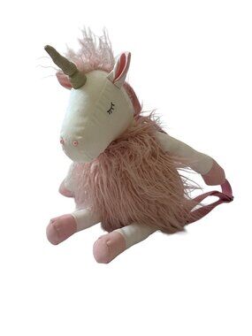 Mudpie Kids Pink Plush Unicorn Backpack Adjustable Straps